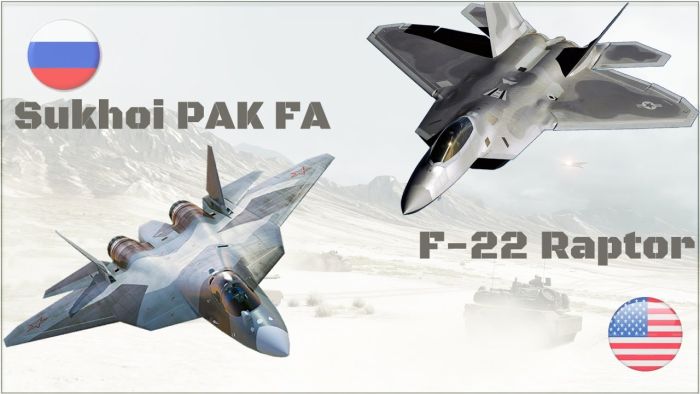 مقایسه جنگنده F-22 رپتور امریکایی با جنگنده پک فا t-50 روسی